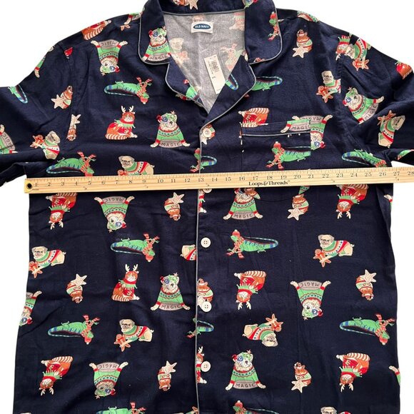 NWT Men's Old Navy Holiday Animals Flannel Pajama Set XXL Pug Dog Hamste… - Picture 6 of 16